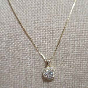 Elegant Gold Plated Necklace with Moissanite Pendant